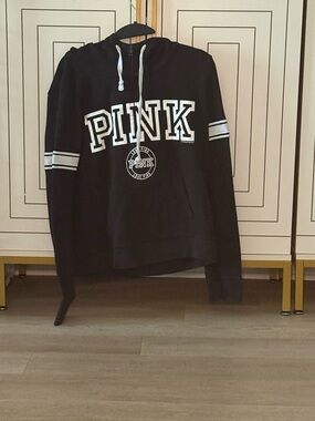 Victoria's Secret PINK Black Hoodie with White Trim